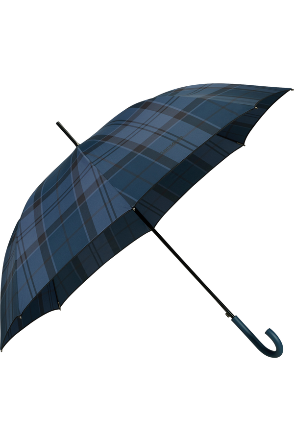 Samsonite Wood Classic S Stick Man Auto Open  Check Dark Blue